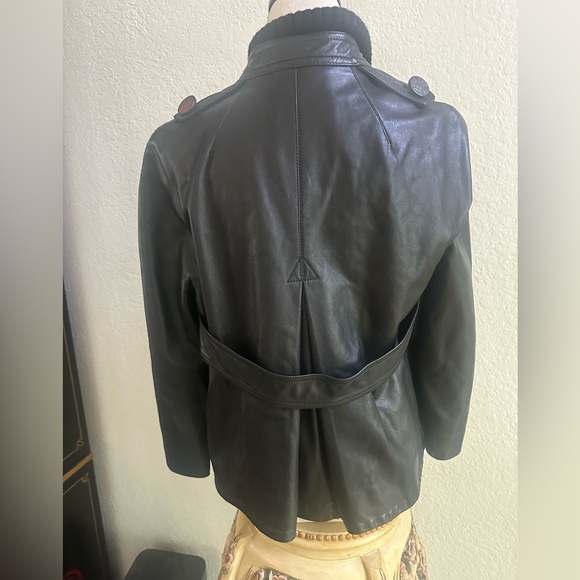 3.1 Phillip Lim black leather jacket silk and cotton lining with sweater collar - Picture 5 of 13